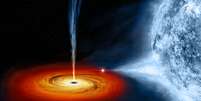 Representação de um buraco negro sugando objeto em seu entorno   Foto: NASA/CXC/M.Weiss