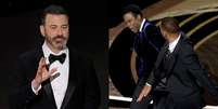 Oscar 2023: Jimmy Kimmel faz piadas com tapa de Will Smith durante cerimônia  Foto: Kevin Winter/Getty Images - Neilson Barnard/Getty Images / Hollywood Forever TV
