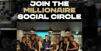 Site dos supostos coaches estrangeiros que vendem curso para homens  Foto: Reprodução/Millionaire Social Circle