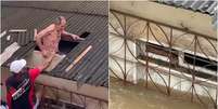 Idoso é resgatado pelo telhado de casa quase submersa no Acre  Foto: Reprodução/Redes Sociais