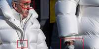 magem mostra inconsist&ecirc;ncias na foto do Papa Francisco que revelam cria&ccedil;&atilde;o artificial, tais como lentes de &oacute;culos tortas e m&atilde;os distorcidas.  Foto: Aos Fatos