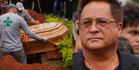 O corpo de Dona Carmem, mãe de Leonardo, foi enterrado neste domingo (02).  Foto: AGNews / Purepeople