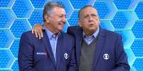 Arnaldo e Galvão trabalharam juntos de 1989 a 2018 nas transmissões da Globo  Foto: Reprodução
