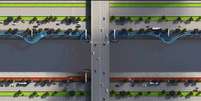 Simula&ccedil;&otilde;es de estudo da CET mostram implanta&ccedil;&atilde;o de ciclovia e motovia sobre o Rio Tiet&ecirc;  Foto: Maxi Eng Arq/CET/Divulga&ccedil;&atilde;o / Estad&atilde;o