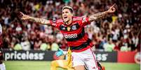 Pedro, do Flamengo, comemora gol marcado em jogo contra o Ñublense pela Libertadores, nesta quarta-feira, 19.  Foto: Thiago Mendes/W9 Press/Gazeta Press / Gazeta Press