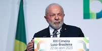 Presidente Luiz Inácio Lula da Silva durante evento em Lisboa   Foto: Rodrigo Antunes 