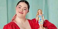 A modelo britânica Ellie Goldstein disse que se sentiu 'impressionada' quando viu a nova Barbie  Foto: MATTEL / BBC News Brasil