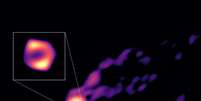 Jato e sombra do buraco negro M87*; ainda, as novas imagens mostram que o anel do buraco negro é 50% do que apareceu em outras imagens (Imagem: Reprodução/R.-S. Lu (SHAO), E. Ros (MPIfR), S. Dagnello (NRAO/AUI/NSF)  Foto: Canaltech