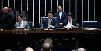 Davi Alcolumbre coordenou a sessão no plenário do Senado para votação dos destaques ao texto da Previdência.  Foto: Pedro França/Agência Senado / Estadão