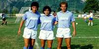 Careca, Maradona e Alem&atilde;o: trio de sucesso no Napoli  Foto: Divulga&ccedil;&atilde;o/Napoli / Estad&atilde;o