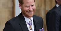 Príncipe Harry durante coroaçaõ do rei Charles III  Foto: Reuters