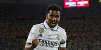Rodrygo, do Real Madrid, comemora gol marcado na final da Copa do Rei diante do Osasuna, neste sábado, 6.  Foto: Marcelo Del Pozo / Reuters