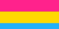 A bandeira do orgulho pansexual é representada por três faixas nas cores rosa, amarelo e azul - nessa sequência  Foto: Wikimedia