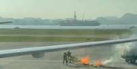 Balão em chamas cai em aeroporto no Rio de Janeiro Foto: Reprodução/Redes sociais