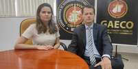 Gabriella Clemente e Fernando Cesconetto, do Ministério Público de Goiás, promotores da Operação Penalidade Máxima  Foto: Vinícius Valfré