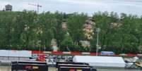 Detalhe do paddock de Imola nesta quarta. F1 decidiu não prosseguir com o final de semana  Foto: Twitter / Reprodução