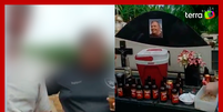 Filho de ex-prefeito faz homenagem com cerveja em cima do túmulo do pai  Foto: Reprodução