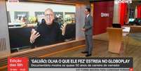 Galvão Bueno se mostrou eufórico e emocionado com os depoimentos contra e a favor dele em série da Globoplay  Foto: Reprodução/TV