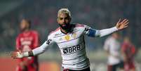Gabigol, do Flamengo, comemora gol marcado contra o &Ntilde;ublense pela Libertadores nesta quarta-feira, 24.  Foto: Ivan Alvarado / Reuters