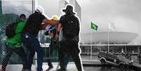 Ilustração com base em foto do ataque de 8 de janeiro em Brasília  Foto: BBC News Brasil