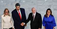 Presidente da Venezuela, Nicolás Maduro, ao lado de sua esposa Cilia Flores; e presidente do Brasil, Luiz Inácio Lula da Silva, ao lado da primeira-dama Janja  Foto: REUTERS