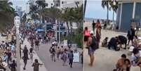 Um tiroteio em Hollywood Beach, Miami, provocou caos e p&acirc;nico nos frequentadores da praia Cr&eacute;dito  Foto: Twitter/Reprodu&ccedil;&atilde;o / Perfil Brasil