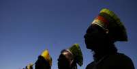 Indígenas de todo se mobilizam contra o marco temporal na demarcação de terras dos povos tradicionais  Foto: Marcelo Camargo/Agência Brasil