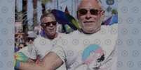 Foto de homem com camiseta contendo os dizeres “crianças trans são sexy” foi adulterada; a imagem original não contém qualquer estampa  Foto: Aos Fatos