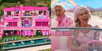 Mansão da Barbie está disponível para aluguel em Malibu  Foto: Reprodução/Airbnb | Reprodução/Warner Bros. Pictures / Hollywood Forever TV