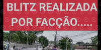 Print de v&iacute;deo de webs&eacute;rie que mostra pessoas armadas parando carros em rua do Rio de Janeiro com legenda Blitz realizada por fac&ccedil;&atilde;o&hellip; Essa eu nunca tinha visto&hellip; O estado perdeu?  Foto: Aos Fatos