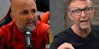 Justi&ccedil;a condena Neto e Bandeirantes a indenizar o treinador Jorge Sampaoli por danos morais  Foto: Montagem J10 sobre fotos de Gilvan de Souza e Reprodu&ccedil;&atilde;o de TV / Jogada10