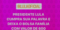 Print da mensagem que circula no Instagram com alegações mentirosas de que governo Lula reduziu o valor do Bolsa Família de milhões de famílias  Foto: Aos Fatos