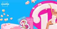 O balde de pipoca da rede de cinemas Cineflix é inspirado na piscina da Barbie  Foto: Imagem: reprodução do instagram @cineflixcinemas / Estadão