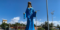 Estátua de Iemanjá tem rosto quebrado em São Luís, no Maranhão.  Foto: Reprodução/Twitter @DireitosHumanosMa