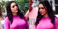 Grávida de Neymar, Bruna Biancardi exibe barrigão em vestido rosa justíssimo.  Foto: Leo Franco / AgNews / Mais Novela