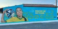 Antonia Silva teve o rosto estampado em um muro de Riacho de Santana, cidade localizada há cerca de 420 km de Natal (RN)  Foto: Reprodução/Instagram