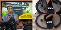 O apresentador e chef Leonardo Roncon foi surpreendido pela 'explosão' do feijão fervendo Foto: Reprodução