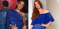 Vestido azul royal virou uma tendência no mundo da moda e foi bem utilizado entre as famosas como Bruna Marquezine e Marina Ruy Barbosa.  Foto: Reprodução, Instagram / Purepeople