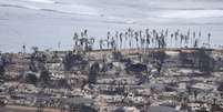 Vista aérea do rastro de destruição em Lahaina, no Havaí (EUA), provocado por incêndios florestais  Foto: REUTERS/Marco Garcia