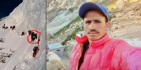 Muhammad Hassan, de 27 anos, morreu após sofrer uma grave queda enquanto escalava o K2  Foto: Reprodução/Montagem
