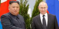 Kim Jong-un e Putin devem discutir possibilidade de a Coreia do Norte fornecer armas à Rússia para apoiar guerra na Ucrânia  Foto: AFP / BBC News Brasil