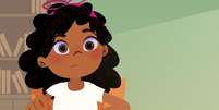 Imagem do livro "Menina bonita, que cor você tem?" mostra a ilustração de uma menina negra em uma sala de aula. Foto: Imagem: Xande Pimenta / Alma Preta