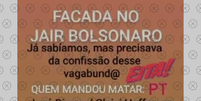 Depoimento antigo de Adélio Bispo circula com legenda que sugere que PT, PSOL e MDB teriam ordenado atentado contra Bolsonaro Foto: Aos Fatos