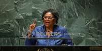 A primeira-ministra de Barbados, Mia Amor Mottley, discursa na 78ª Sessão da Assembleia Geral da ONU na cidade de Nova York, EUA
22/09/2023
REUTERS/Brendan McDermid  Foto: Reuters