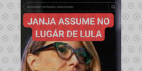 Em primeiro plano na imagem, homem diz que Janja cuja foto aparece ao fundo irá despachar no lugar de Lula enquanto presidente estiver em recuperação de cirurgia Foto: Aos Fatos