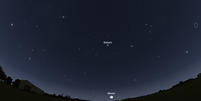 Posição da superlua às 18h45 para um observador em São Paulo (Imagem: Captura de tela/Stellarium) Foto: Canaltech