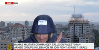 Repórter se assusta com ataque de míssil em Israel   Foto: Reprodução