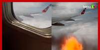 Passageira se desespera ao flagrar fogo em motor de avião durante voo: 'Estourou'  Foto: Reprodução
