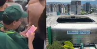 Torcedor com espectro autista nervoso e ansioso com o barulho que o estádio provocava, jogando no celular.   Foto: Foto: Reprodução vídeo