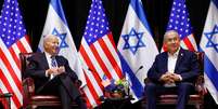 Joe Biden e Benjamin Netanyahu, presidente dos EUA e primeiro ministro de Israel respectivamente  Foto: Reuters